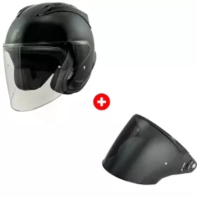 Pack Casque Kokpit K-220S Solid Noir Brillant + Visière Fumée Foncée