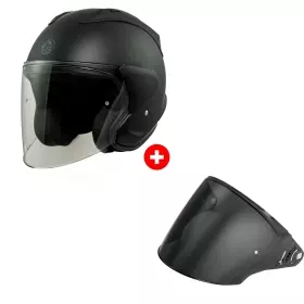 Pack Casque Kokpit K-220S Solid Noir Mat + Visière Fumée Foncée