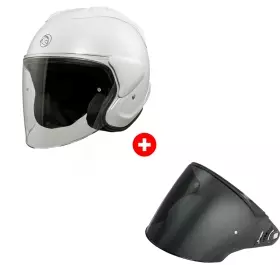 Pack Casque Kokpit K-220S Solid Blanc Perle + Visière Fumée Foncée