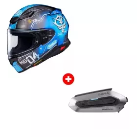 Pack Casque Shoei NXR2 04 Ramba Ral’S Bugu TC-2 Bleu Noir + Intercom Shoei Sena SRL-EXT NXR2 