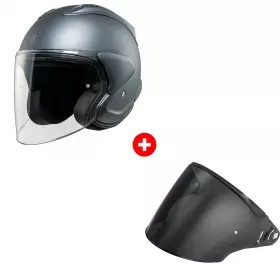 Pack Casque Kokpit K-220S Solid Titane Mat + Visière Fumée Foncée