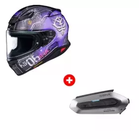 Pack Casque Shoei NXR2 H-Mobility Zaku TC-12 Violet Noir + Intercom  Shoei Sena SRL-EXT NXR2 