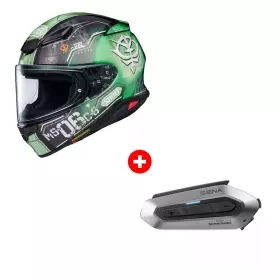 Pack Casque Shoei NXR2 MS-06C-6 Zaku II TC-4 Vert Noir + Intercom  Shoei Sena SRL-EXT NXR2 