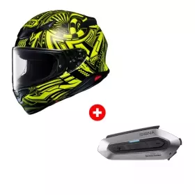 Pack Casque Shoei NXR2 Beaut TC-3 Jaune Noir + Intercom Shoei Sena SRL-EXT NXR2 