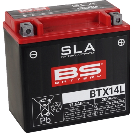 Batterie BS BATTERY BTX14L 12V 12.6Ah - Prête À L'emploi - Électricité BS BATTERY