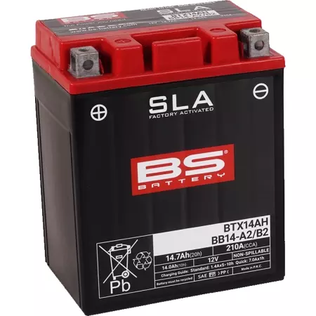 BSBATTERY Batterie BS Battery SLA YTX14AH/BTX14AH/BB14-A2 ferme Type Acide Sans entretien/prête à l'emploi