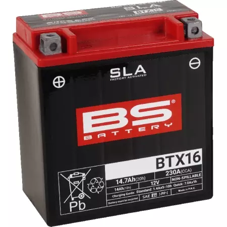 Batterie BS Battery BTX16 12V 14.7Ah - Prête À L'emploi - Électricité BS BATTERY