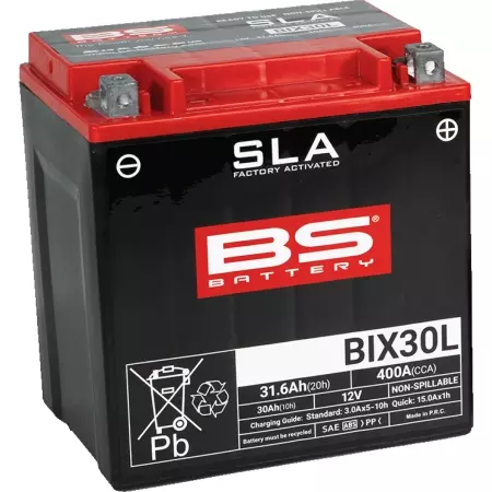 Batterie BS Battery BIX30L 12V 31.6Ah - Prête À L'emploi - Électricité BS BATTERY