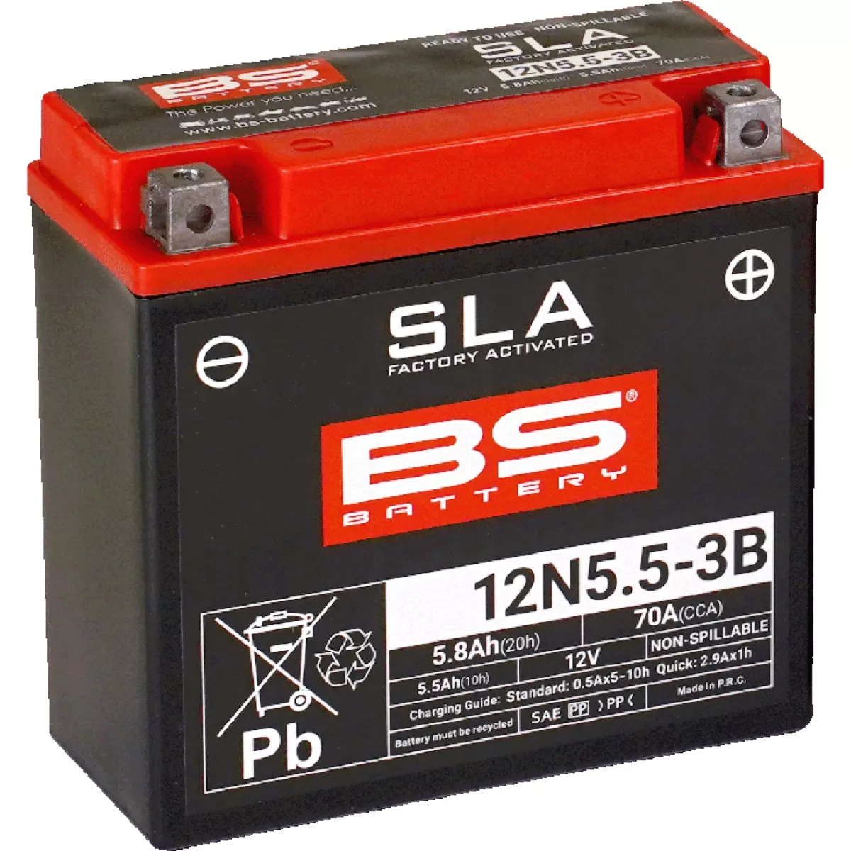 Batterie BS Battery 12N5.5-3B 12V 5.5Ah - Prête À L'emploi