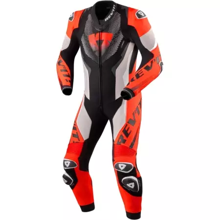Combinaison REV'IT Hyperspeed 3 Gris Clair Rouge Néon - Combinaison Cuir REV'IT