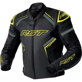 Blouson RST S1 D3O Cuir Noir Jaune Fluo