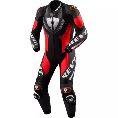 Combinaison REV'IT Hyperspeed 3 Noir Rouge Néon - Combinaison Cuir REV'IT