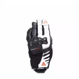 Gants Femme Dainese Reacto Carbon Court Noir Blanc Rouge Fluo