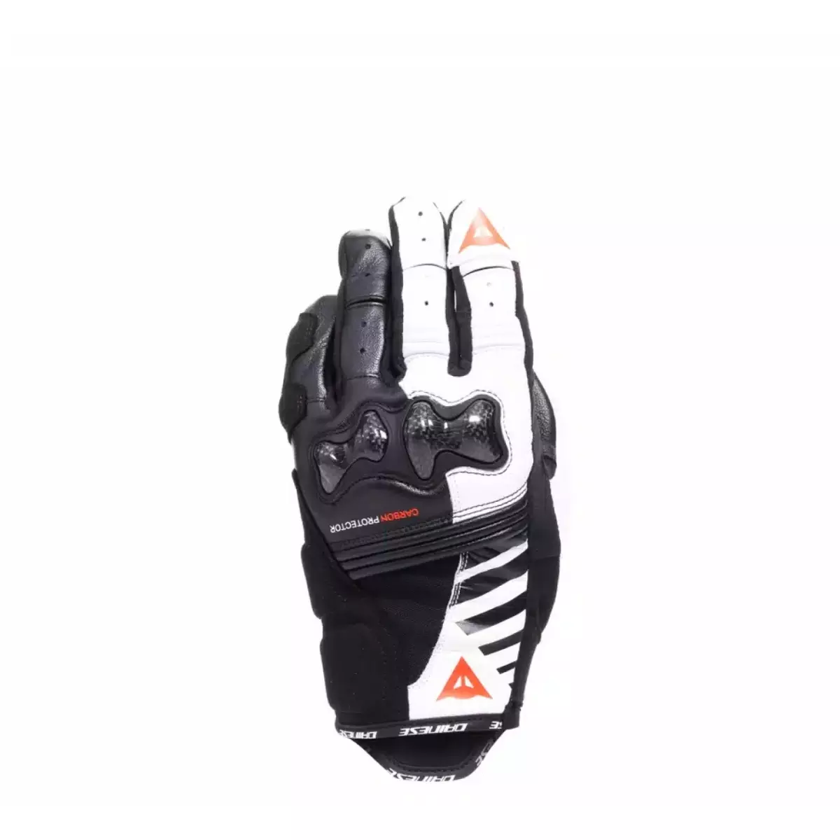 Gants Femme Dainese Reacto Carbon Court Noir Blanc Rouge Fluo