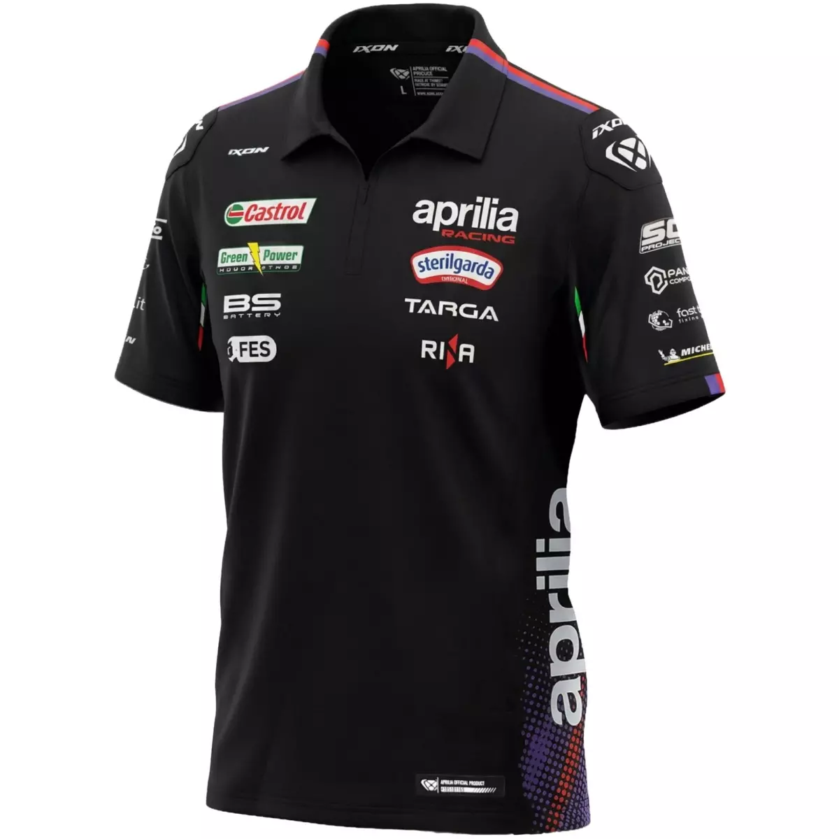 Polo Ixon PO1 APRILIA 26 Noir Violet Rouge Fluo