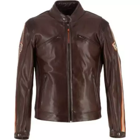 Veste Helstons X Von Dutch Fast Marron Beige Orange - Blouson Moto HELSTONS