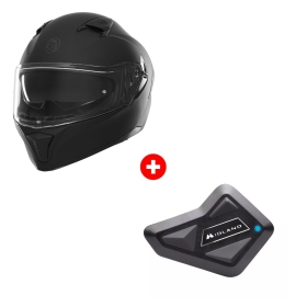 Pack Casque Kokpit K-402 SV Solid Noir Mat + Intercom Midland BT Mini Solo