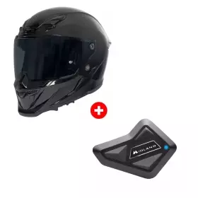 Pack Casque Kokpit Furioza Solid Noir Brillant + Intercom Midland BT Mini Solo