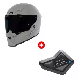 Pack Casque Kokpit Furioza Solid Gris Nardo + Intercom Midland BT Mini Solo 