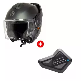 Pack Casque Kokpit Twist UP Solid Noir Mat + Intercom Midland BT Mini Solo