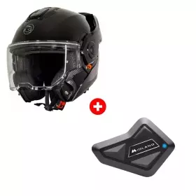 Pack Casque Kokpit Twist UP Solid Noir Brillant + Intercom Midland BT Mini Solo
