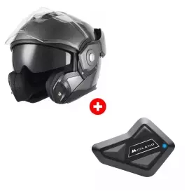 Pack Casque Kokpit Twist UP Solid Titane Brossé + Intercom Midland BT Mini Solo