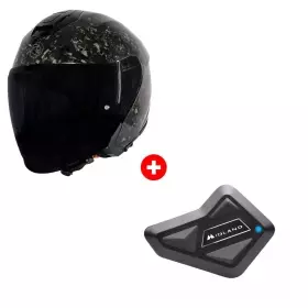 Pack Casque Kokpit K-652 Carbon Forgé Noir Brillant + Intercom Midland BT Mini Solo