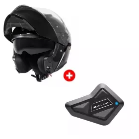Pack Casque Modulable SPW S-959 Solid Noir Brillant + Intercom Midland BT Mini Solo