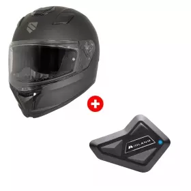 Pack Casque SPW S-607 Solid Noir Mat + Intercom Midland BT Mini Solo