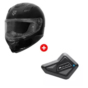 Pack Casque SPW S-607 Solid Noir Brillant + Intercom Midland BT Mini Solo