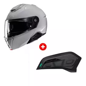 Pack Casque HJC I91 Uni Gris Nardo + Intercom HJC SMART 11Be