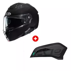 Pack Casque HJC I91 Uni Noir Métal + Intercom HJC SMART 11Be