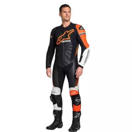 Combinaison Alpinestars GP Force Phantom Noir Blanc Rouge Fluo - Combinaison Cuir ALPINESTARS