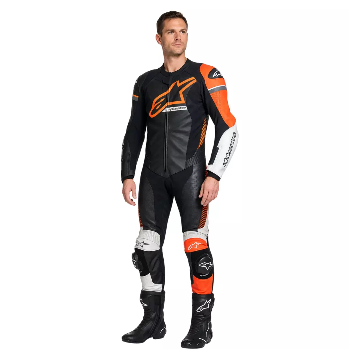 Combinaison Alpinestars GP Force Phantom Noir Blanc Rouge Fluo