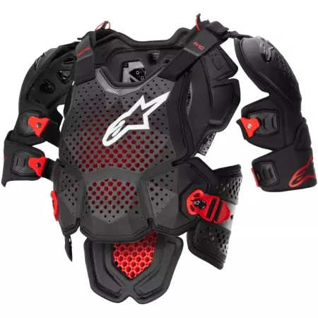 Plastron Cross Alpinestars A-10 V2 Anthracite Noir Rouge - Protections Cross ALPINESTARS