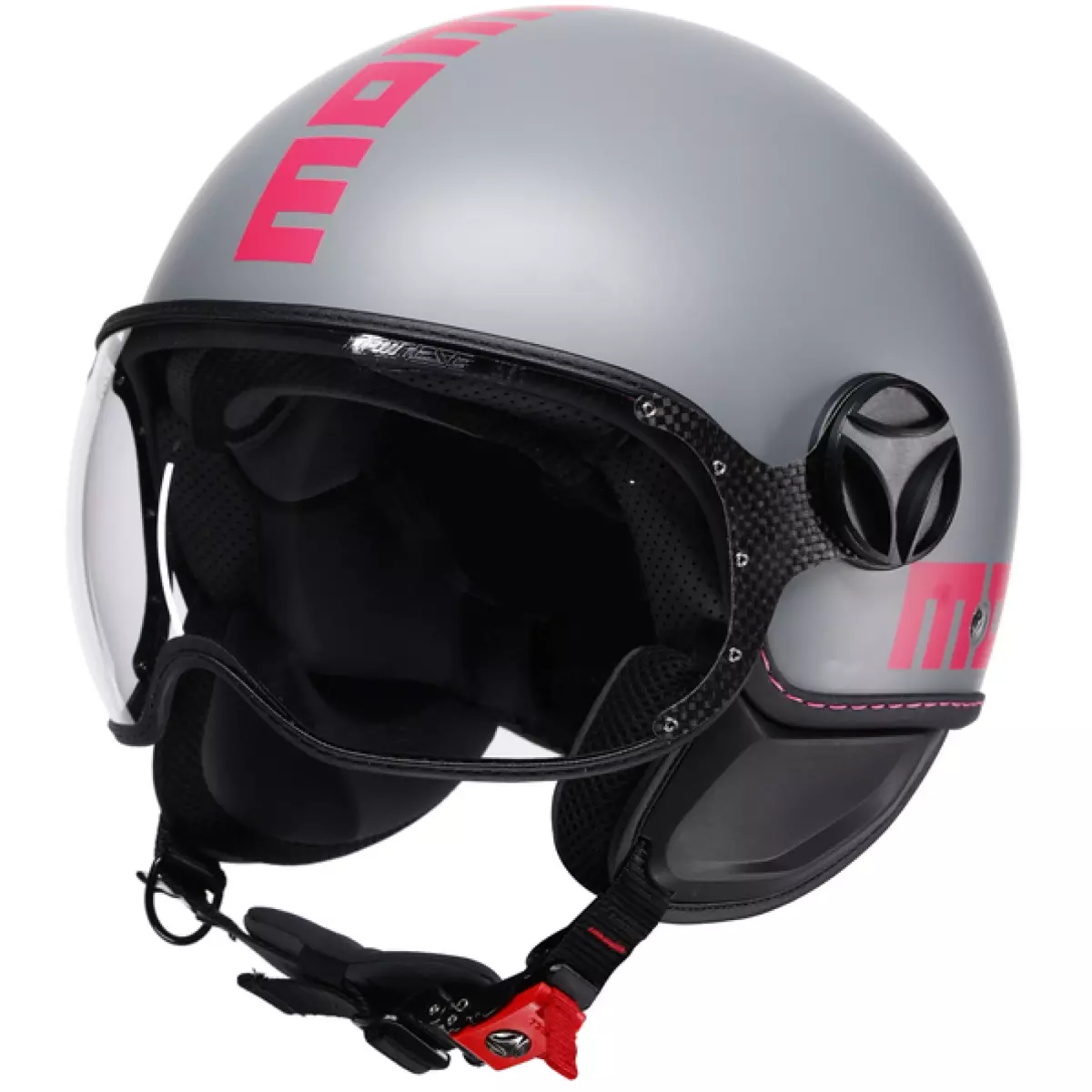 Casque Momo Design Fighter Classic Mono Gris Mat Fuschia