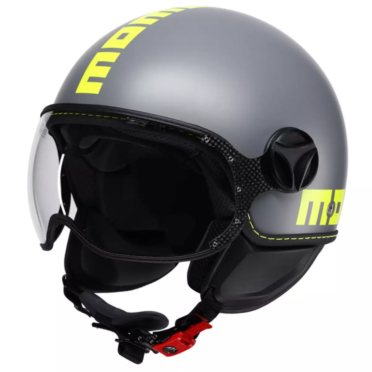 Casque Momo Design Fighter Classic Mono Gris Mat Jaune Fluo