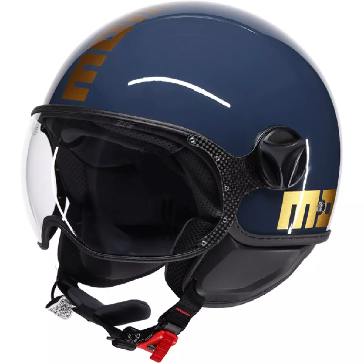 Casque Momo Design Fighter Classic Flip Bleu Or