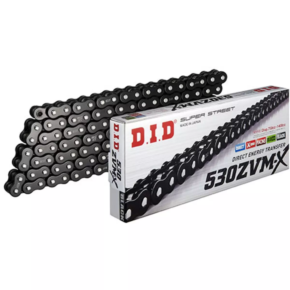 Chaine Super Renforcée DID 530 ZVM-X x 114 Maillons - Noir brillant 535081142