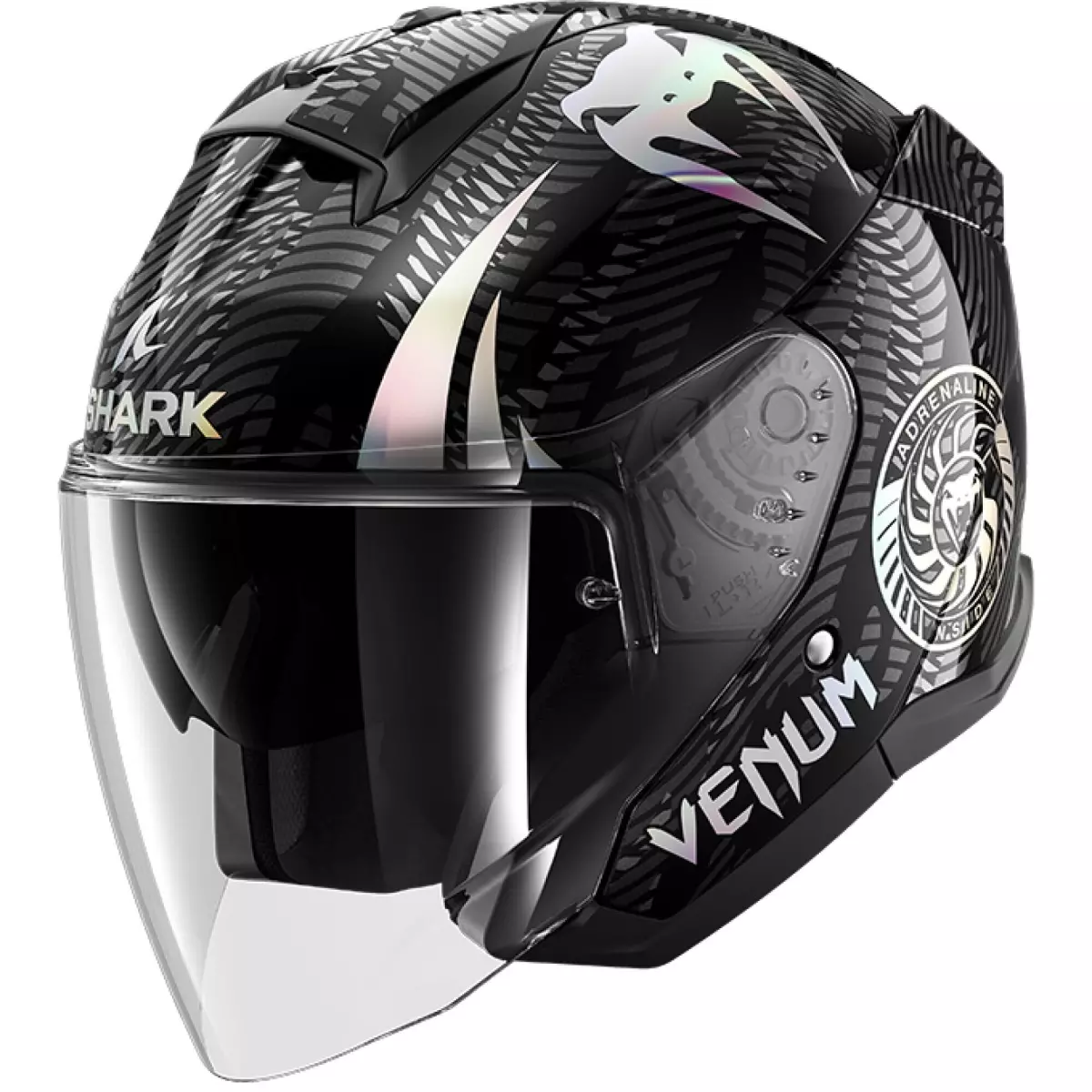 Casque Shark Skwal Jet Venum Noir Chrome Gris