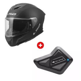 Pack Casque LS2 FF820 Rapid III Solid Noir Mat + Intercom Bluetooth Midland BT Mini Solo