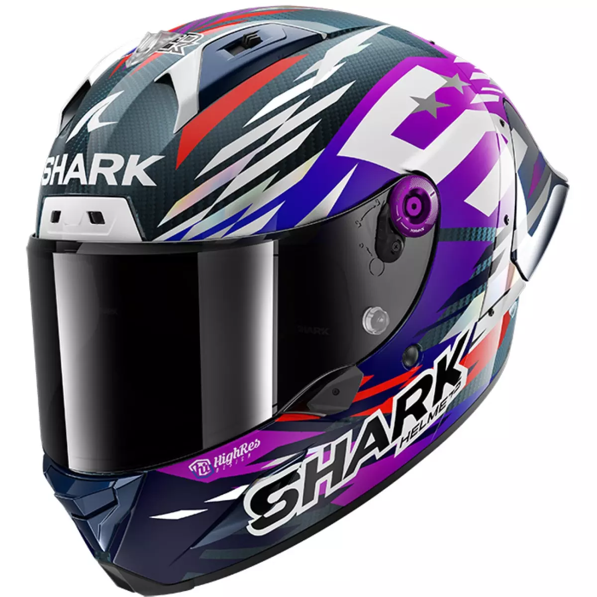 Casque Shark Aeron-GP Fim Racing  2 Replica Zarco Signature 2026 Noir Violet Chrome