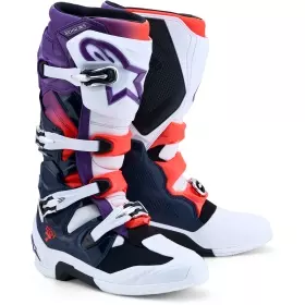 Bottes Cross Alpinestars Tech 7 Violet Blanc Bleu Foncé Rouge Fluo