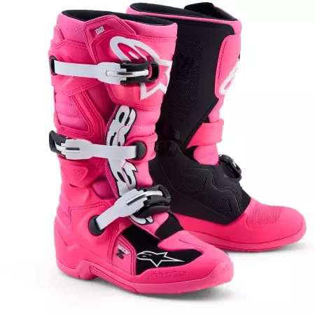 Bottes Cross Enfant Alpinestars Tech 7S Rose Fluo Noir Blanc - Equipement cross enfant ALPINESTARS