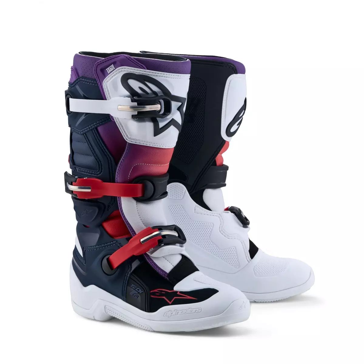 Bottes Cross Enfant Alpinestars Tech 7S Bleu Foncé Blanc Noir