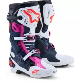 Bottes Cross Alpinestars Tech 10 Supervented Bleu Blanc Noir Fuchsia