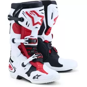 Bottes Cross Alpinestars Tech 10 Blanc Noir Rouge Vif