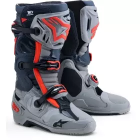 Bottes Cross Alpinestars Tech 10 Enduro Gris Rouge Fluo
