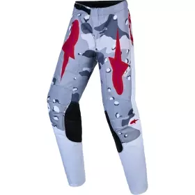 Pantalon Cross Alpinestars Youth Fluid Lone Gris Blanc Camo Rouge Feu
