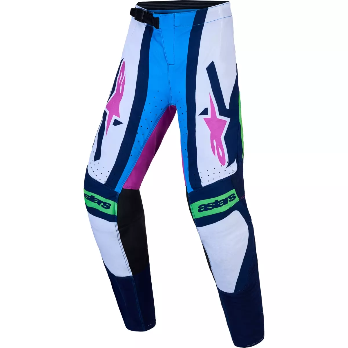 Pantalon Cross Alpinestars Youth Supertech Maven Blanc Bleu Ciel Vert Fluo
